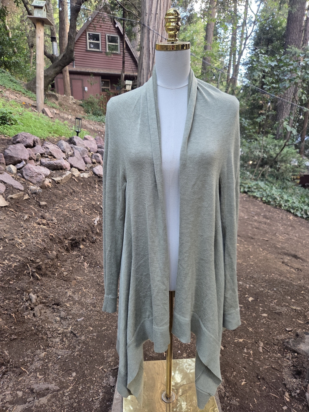 Lululemon Light Sage Open-Front Women's Sweater Cardigan Cashlu Knit Wrap